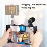 PULUZ Rig de Vídeo para Transmissão em Direto 2 em 1 para Smartphone + Kits de Microfone para iPhone, Galaxy, Huawei, Xiaomi, HTC, LG, Google e Outros Smartphones, Rig para Vlogging + Microfone, Rig para Vlogging + Microfone (EUA)