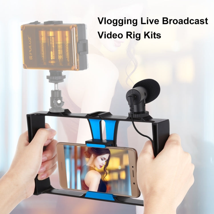 PULUZ Rig de Vídeo para Transmissão em Direto 2 em 1 para Smartphone + Kits de Microfone para iPhone, Galaxy, Huawei, Xiaomi, HTC, LG, Google e Outros Smartphones, Rig para Vlogging + Microfone, Rig para Vlogging + Microfone (EUA)