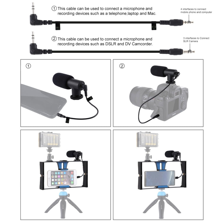 PULUZ Rig de Vídeo para Transmissão em Direto 2 em 1 para Smartphone + Kits de Microfone para iPhone, Galaxy, Huawei, Xiaomi, HTC, LG, Google e Outros Smartphones, Rig para Vlogging + Microfone, Rig para Vlogging + Microfone (EUA)