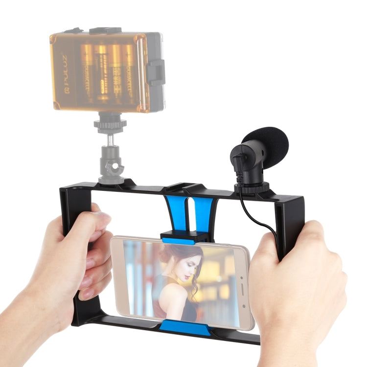 PULUZ Rig de Vídeo para Transmissão em Direto 2 em 1 para Smartphone + Kits de Microfone para iPhone, Galaxy, Huawei, Xiaomi, HTC, LG, Google e Outros Smartphones, Rig para Vlogging + Microfone, Rig para Vlogging + Microfone (EUA)
