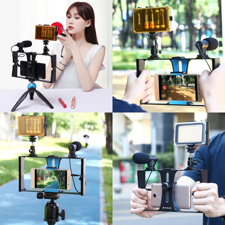 PULUZ Rig de Vídeo para Transmissão em Direto 2 em 1 para Smartphone + Kits de Microfone para iPhone, Galaxy, Huawei, Xiaomi, HTC, LG, Google e Outros Smartphones, Rig para Vlogging + Microfone, Rig para Vlogging + Microfone (EUA)