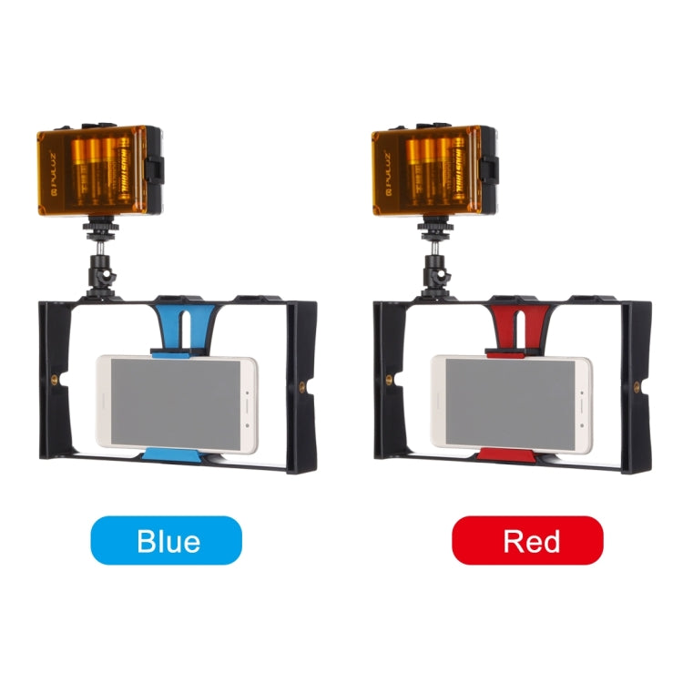 PULUZ Kit 2 em 1 para Vlogging e Transmissão em Direto com Luz LED para Selfie, Suporte de Vídeo para Smartphone com Cabeça de Tripé Cold Shoe para iPhone, Galaxy, Huawei, Xiaomi, HTC, LG, Google e Outros Smartphones, Suporte de Vlogging+Luz