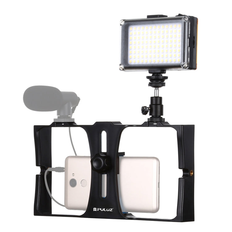 PULUZ Kit 2 em 1 para Vlogging e Transmissão em Direto com Luz LED para Selfie, Suporte de Vídeo para Smartphone com Cabeça de Tripé Cold Shoe para iPhone, Galaxy, Huawei, Xiaomi, HTC, LG, Google e Outros Smartphones, Suporte de Vlogging+Luz