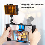 PULUZ Kit 2 em 1 para Vlogging e Transmissão em Direto com Luz LED para Selfie, Suporte de Vídeo para Smartphone com Cabeça de Tripé Cold Shoe para iPhone, Galaxy, Huawei, Xiaomi, HTC, LG, Google e Outros Smartphones, Suporte de Vlogging+Luz