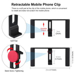 PULUZ Kit 4 em 1 para Vlogging e Transmissão em Direto com Luz LED para Selfie, Suporte de Vídeo para Smartphone com Estabilizador de Punho, Suporte de Alumínio com Microfone + Suporte para Tripé + Cabeça de Tripé Cold Shoe, Kit de Suporte de Alumínio