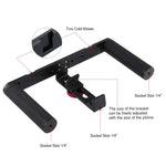 PULUZ Kit 4 em 1 para Vlogging e Transmissão em Direto com Luz LED para Selfie, Suporte de Vídeo para Smartphone com Estabilizador de Punho, Suporte de Alumínio com Microfone + Suporte para Tripé + Cabeça de Tripé Cold Shoe, Kit de Suporte de Alumínio