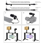 PULUZ Kit 4 em 1 para Vlogging e Transmissão em Direto com Luz LED para Selfie, Suporte de Vídeo para Smartphone com Estabilizador de Punho, Suporte de Alumínio com Microfone + Suporte para Tripé + Cabeça de Tripé Cold Shoe, Kit de Suporte de Alumínio