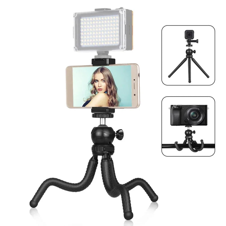 Suporte de Tripé Flexível Mini Polvo PULUZ com Cabeça de Bola & Abraçadeira para Telemóvel + Adaptador de Montagem para Tripé & Parafuso Longo para Câmaras SLR, GoPro, Telemóvel, Tamanho: 25cmx4.5cm, Tripé de 25cm + Abraçadeira para Telemóvel