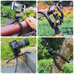 Suporte de Tripé Flexível Mini Polvo PULUZ com Cabeça de Bola & Abraçadeira para Telemóvel + Adaptador de Montagem para Tripé & Parafuso Longo para Câmaras SLR, GoPro, Telemóvel, Tamanho: 25cmx4.5cm, Tripé de 25cm + Abraçadeira para Telemóvel