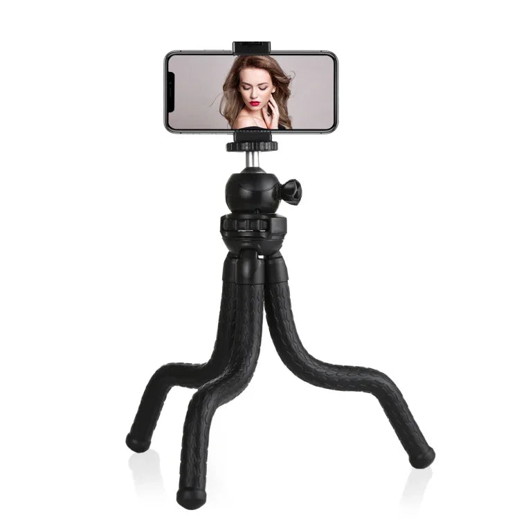 Suporte de Tripé Flexível Mini Polvo PULUZ com Cabeça de Bola & Abraçadeira para Telemóvel + Adaptador de Montagem para Tripé & Parafuso Longo para Câmaras SLR, GoPro, Telemóvel, Tamanho: 30cmx5cm, Tripé de 30cm + Abraçadeira para Telemóvel