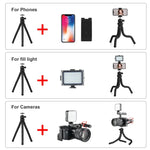 Suporte de Tripé Flexível Mini Polvo PULUZ com Cabeça de Bola & Abraçadeira para Telemóvel + Adaptador de Montagem para Tripé & Parafuso Longo para Câmaras SLR, GoPro, Telemóvel, Tamanho: 30cmx5cm, Tripé de 30cm + Abraçadeira para Telemóvel