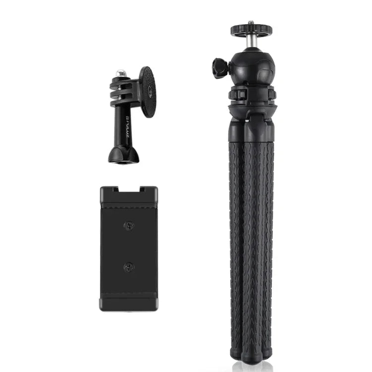 Suporte de Tripé Flexível Mini Polvo PULUZ com Cabeça de Bola & Abraçadeira para Telemóvel + Adaptador de Montagem para Tripé & Parafuso Longo para Câmaras SLR, GoPro, Telemóvel, Tamanho: 30cmx5cm, Tripé de 30cm + Abraçadeira para Telemóvel