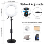 PULUZ Suporte de Secretária com Anel LED RGBW 16cm 6,2 polegadas + Base Redonda, Luzes de Vídeo para Vlogging Fotografia com Tripé Cold Shoe, Cabeça de Bola e Controlo Remoto, Montagem de Secretária + RGBW 6,2 polegadas / Controlo Remoto