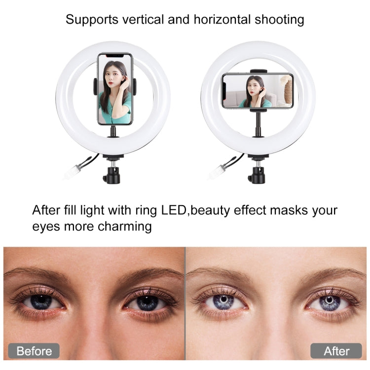 Anel de Luz LED Curvo PULUZ 7,9 polegadas 20cm RGBW com Base Redonda para Secretária, Temperatura de Cor Dupla Regulável, Luzes para Vlogging, Selfie e Fotografia com Suporte para Telemóvel, 7,9 polegadas + Suporte Redondo