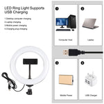 Anel de Luz LED Curvo PULUZ 7,9 polegadas 20cm RGBW com Base Redonda para Secretária, Temperatura de Cor Dupla Regulável, Luzes para Vlogging, Selfie e Fotografia com Suporte para Telemóvel, 7,9 polegadas + Suporte Redondo