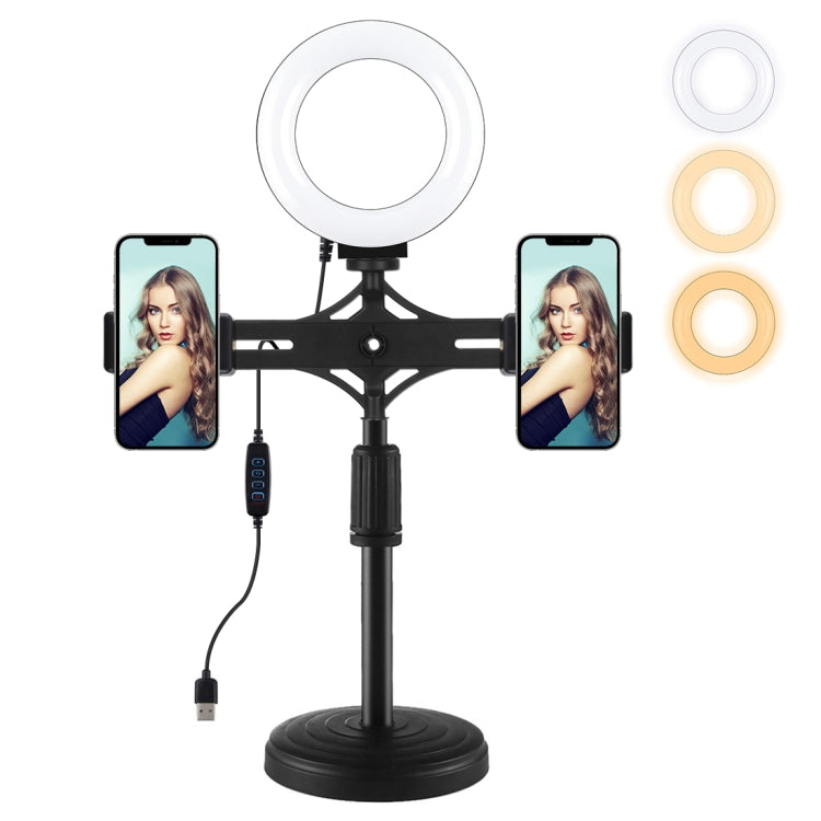 PULUZ Kit de Luz de Anel de 12cm (4,7 polegadas) com Suportes Horizontais Duplos para Telemóvel, Suporte de Secretária para Vídeo, Suportes Horizontais de 4,7 polegadas para Secretária