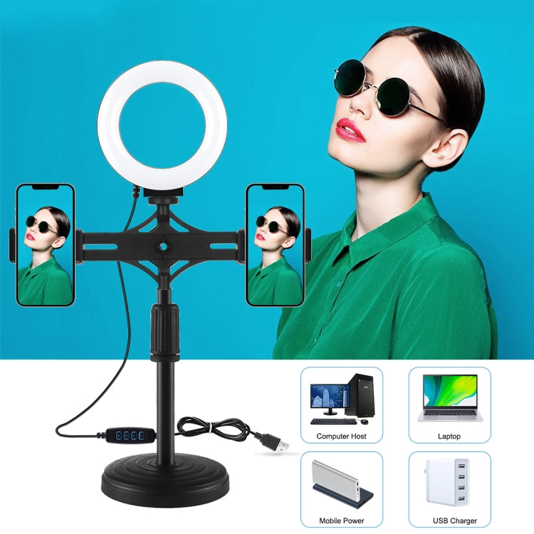 PULUZ Kit de Luz de Anel de 12cm (4,7 polegadas) com Suportes Horizontais Duplos para Telemóvel, Suporte de Secretária para Vídeo, Suportes Horizontais de 4,7 polegadas para Secretária