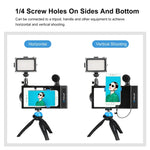 PULUZ Kit 4 em 1 para Vlogging com Bluetooth, Luz LED para Selfie, Microfone + Suporte de Tripé + Cabeça de Tripé Cold Shoe para iPhone, Galaxy, Huawei, Xiaomi, HTC, LG, Google e Outros Smartphones, Kit Bluetooth 4 em 1