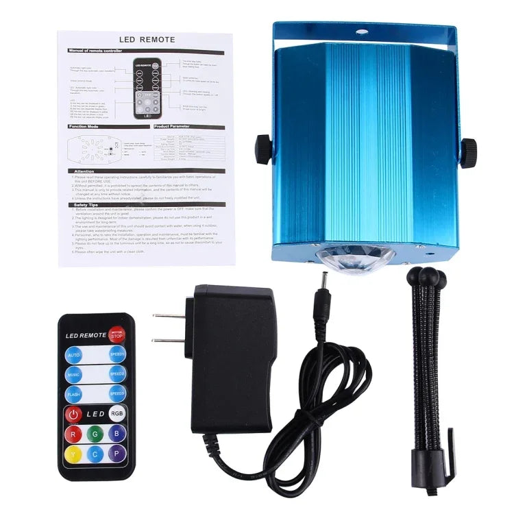 Projetor Mini de Onda de Água RGB 3W x 3 com Controlo Remoto, Ficha UE, Ficha UE