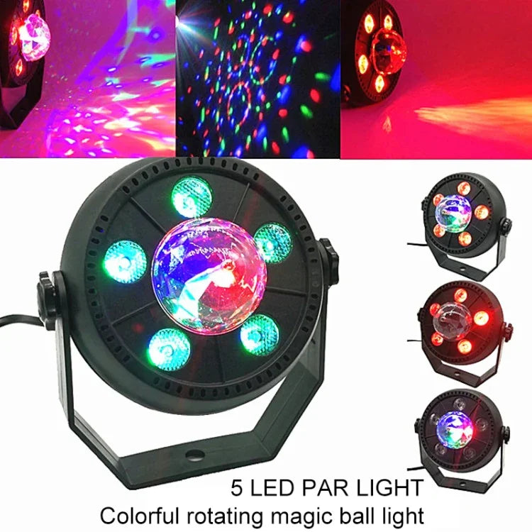 Luz PAR LED Bola Mágica Rotativa Colorida 11W 5 LEDs