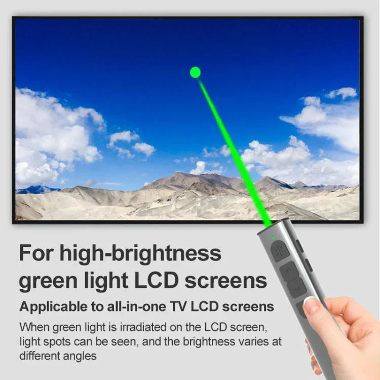 Doosl Dsit038 Apresentador Sem Fios 2.4GHz PowerPoint Clicker Controlo Remoto com Apontador Laser Verde, Distância de Controlo: 100m, Apontador Laser Verde