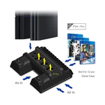 Ventoinha de Arrefecimento 3 em 1 DOBE TP4-882 para Consola de Jogos + Slots para Armazenamento de Jogos + Base de Carregamento para Comandos para Sony PS4 / PS4 Pro / PS4 Slim, Para PS4 / PS4 Pro / PS4 Slim