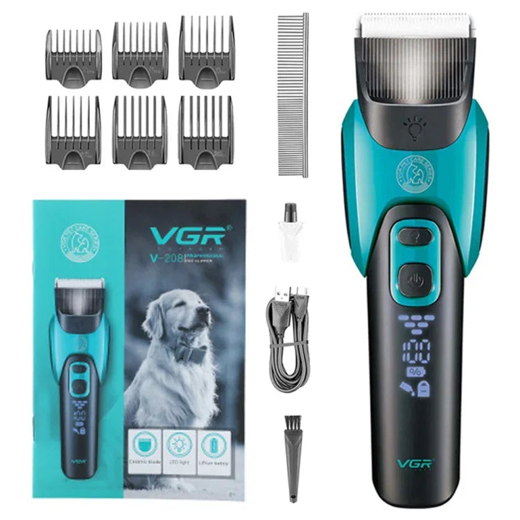VGR V-208 Máquina de Cortar Cabelo Elétrica Profissional para Animais, V-208 (Azul), V-208 (Vermelho)
