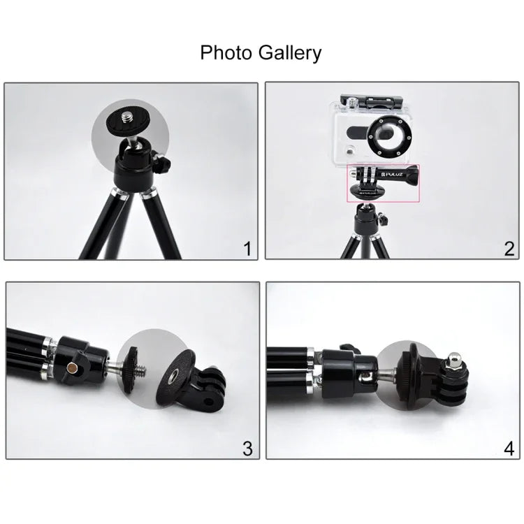 Adaptador de Montagem para Tripé PULUZ para Câmaras de Ação PULUZ, Suporte de Abraçadeira Flexível para GoPro, Insta360, DJI e Outras Câmaras de Ação, Montagem para Tripé (Material PVC)