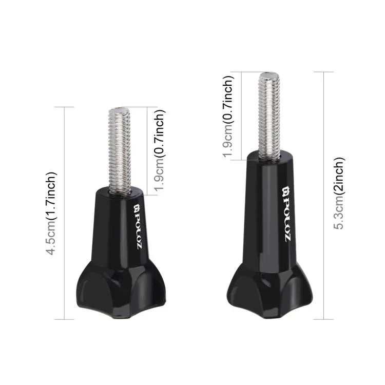 Botão de Polegar de Plástico PULUZ Parafuso Longo Padrão + Parafuso Curto para GoPro, Insta360, DJI e Outras Câmaras de Ação, 2 Parafusos (Plástico)