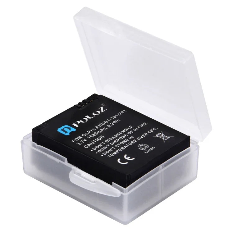 Caixa de Armazenamento Transparente de Plástico Rígido PULUZ (para Bateria GoPro HERO4), AHDBT-301/201, AHDBT-401