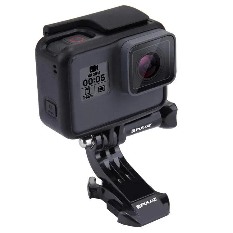 Suporte de Gancho em J para Superfície Vertical Preto PULUZ para Câmaras de Desporto de Ação PULUZ, Suporte de Fixação Flexível para GoPro, Insta360, DJI e Outras Câmaras de Ação, Suporte de Gancho em J