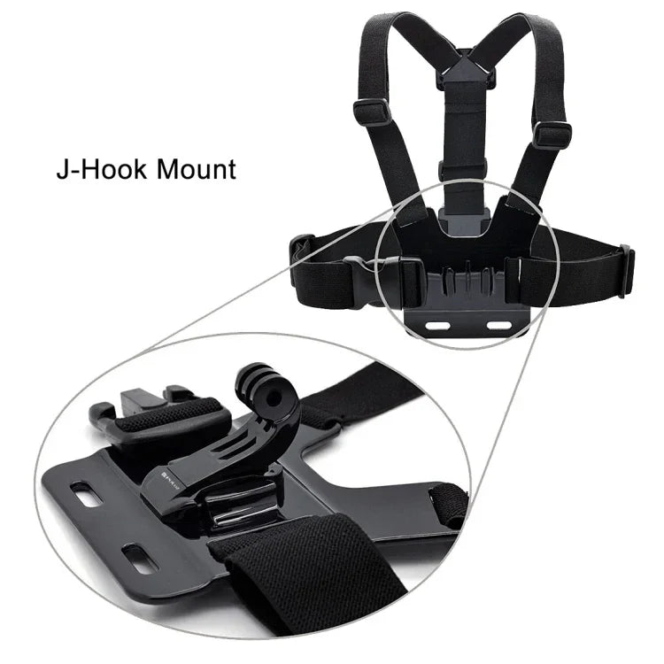 Suporte de Gancho em J para Superfície Vertical Preto PULUZ para Câmaras de Desporto de Ação PULUZ, Suporte de Fixação Flexível para GoPro, Insta360, DJI e Outras Câmaras de Ação, Suporte de Gancho em J
