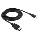 Cabo HDMI 19 Pinos para Micro HDMI PULUZ para GoPro Hero11 Black / HERO10 Black / HERO9 Black /8 Black /7 /6 /5 /4 /3+ /3, Sony, LG, Panasonic, Canon, Nikon, Smartphones e Câmaras, Comprimento: 1,5m, Cabo HDMI para GoPro