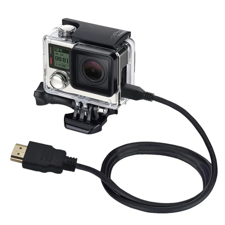 Cabo HDMI 19 Pinos para Micro HDMI PULUZ para GoPro Hero11 Black / HERO10 Black / HERO9 Black /8 Black /7 /6 /5 /4 /3+ /3, Sony, LG, Panasonic, Canon, Nikon, Smartphones e Câmaras, Comprimento: 1,5m, Cabo HDMI para GoPro