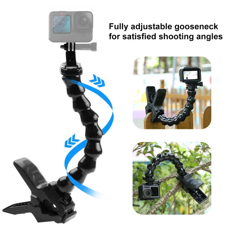 Suporte de Fixação Flexível PULUZ para Câmaras de Ação GoPro, Insta360, DJI e Outras, Suporte Jaws