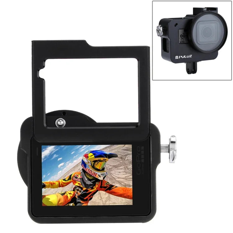 Gaiola Protetora em Liga de Alumínio CNC PULUZ com Estrutura de Segurança e Lente UV 52mm para GoPro HERO(2018) /7 Black /6 /5, Para Estrutura Pull HERO6 /5, Para Estrutura Pull HERO5