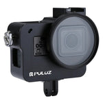 Gaiola Protetora em Liga de Alumínio CNC PULUZ com Estrutura de Segurança e Lente UV 52mm para GoPro HERO(2018) /7 Black /6 /5, Para Estrutura Pull HERO6 /5, Para Estrutura Pull HERO5