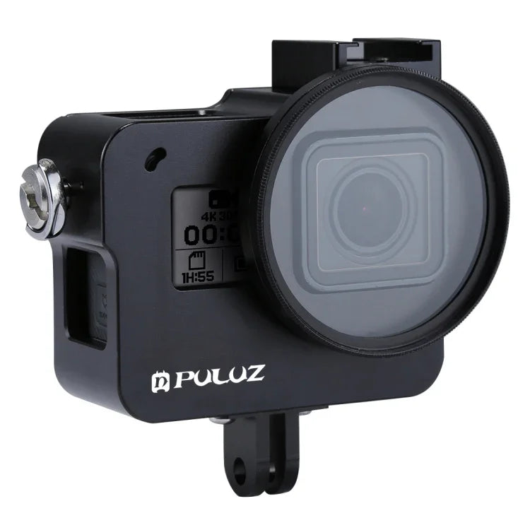 Gaiola Protetora em Liga de Alumínio CNC PULUZ com Estrutura de Segurança e Lente UV 52mm para GoPro HERO(2018) /7 Black /6 /5, Para Estrutura Pull HERO6 /5, Para Estrutura Pull HERO5