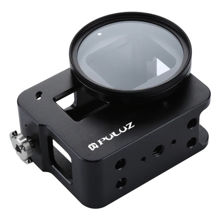 Gaiola Protetora em Liga de Alumínio CNC PULUZ com Estrutura de Segurança e Lente UV 52mm para GoPro HERO(2018) /7 Black /6 /5, Para Estrutura Pull HERO6 /5, Para Estrutura Pull HERO5