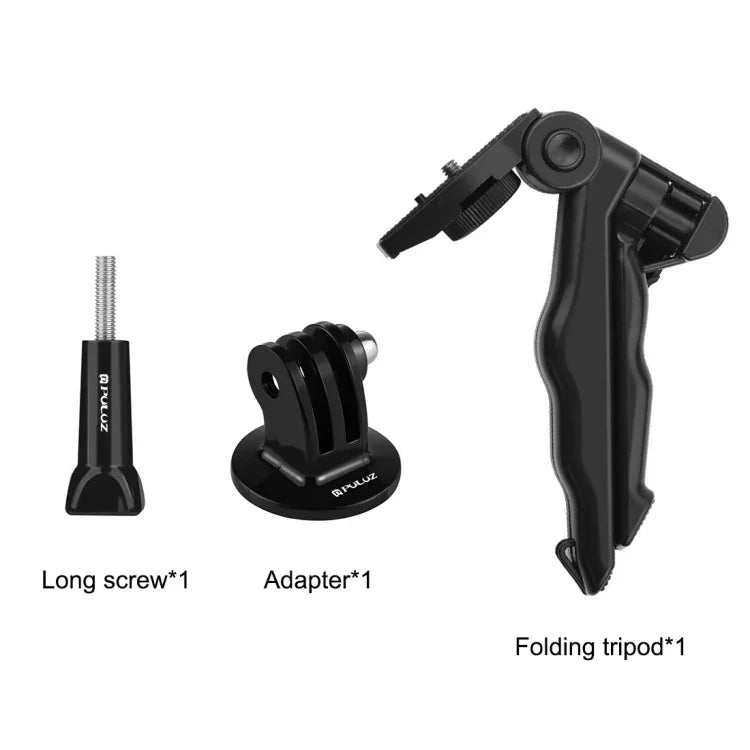 Suporte de Tripé Dobrável PULUZ com Adaptador e Parafusos para GoPro, Insta360, DJI e Outras Câmaras de Ação, Carga Máx: 2kg