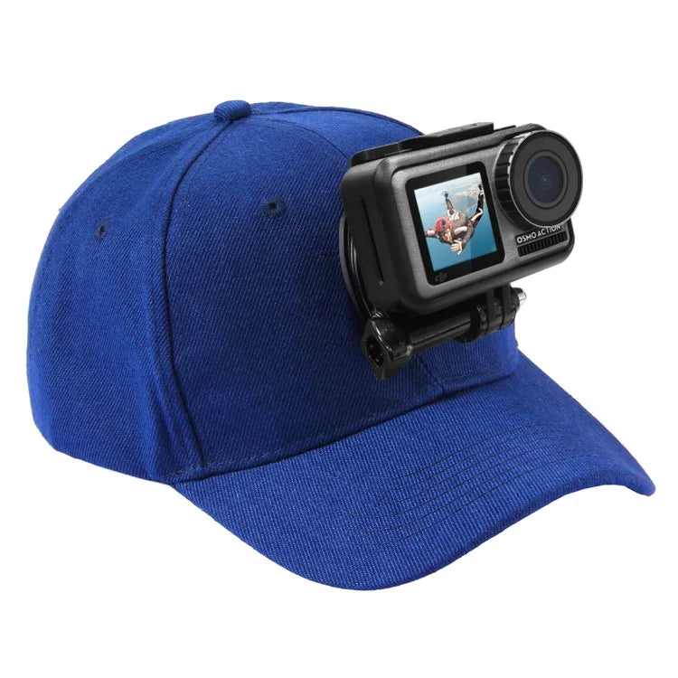 Boné de Basebol PULUZ com Suporte de Fivela em J e Parafuso para GoPro, DJI OSMO Action e Outras Câmaras de Ação, Boné de Basebol Preto, Boné de Basebol Vermelho, Boné de Basebol Azul Escuro