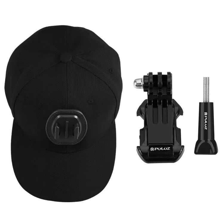 Boné de Basebol PULUZ com Suporte de Fivela em J e Parafuso para GoPro, DJI OSMO Action e Outras Câmaras de Ação, Boné de Basebol Preto, Boné de Basebol Vermelho, Boné de Basebol Azul Escuro