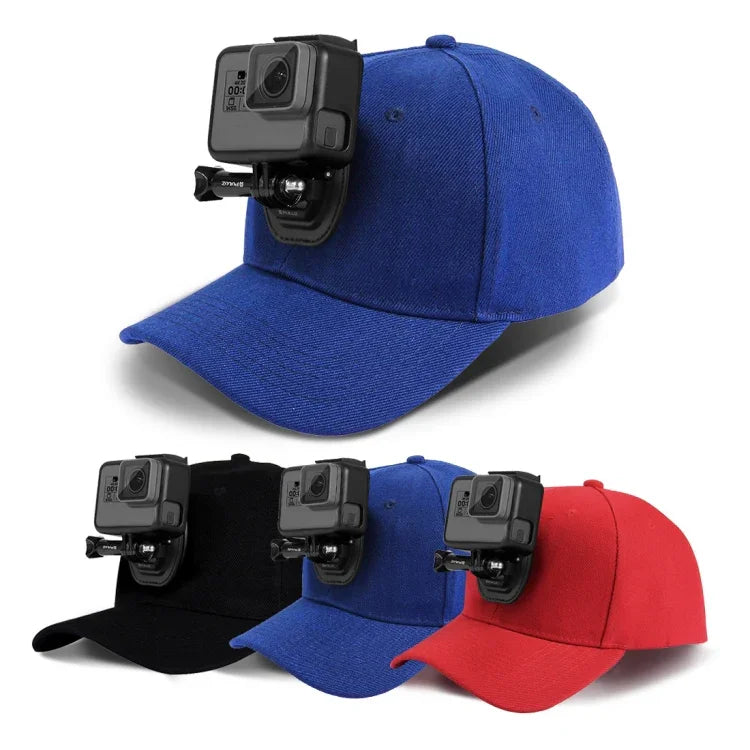 Boné de Basebol PULUZ com Suporte de Fivela em J e Parafuso para GoPro, DJI OSMO Action e Outras Câmaras de Ação, Boné de Basebol Preto, Boné de Basebol Vermelho, Boné de Basebol Azul Escuro
