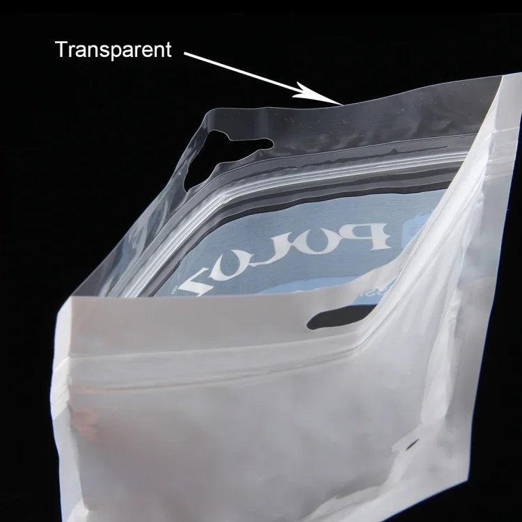 10 PCS PULUZ 25,8cm x 18cm Saco de Embalagem com Fecho Zip, Frente Transparente, Pérola Branca, com Orifício para Pendurar (Tamanho: L), Tamanho: L
