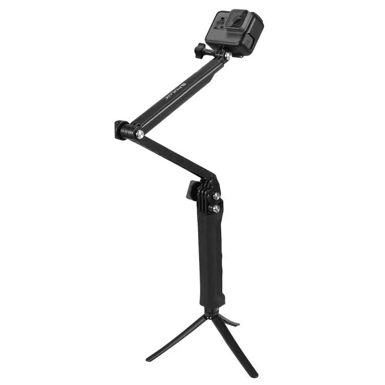 PULUZ 3-Way Grip Foldable Tripod Selfie-stick Extension Monopod for DJI, Insta360, GoPro and Other Action Cameras, Length: 20-58cm, Length: 20-58cm