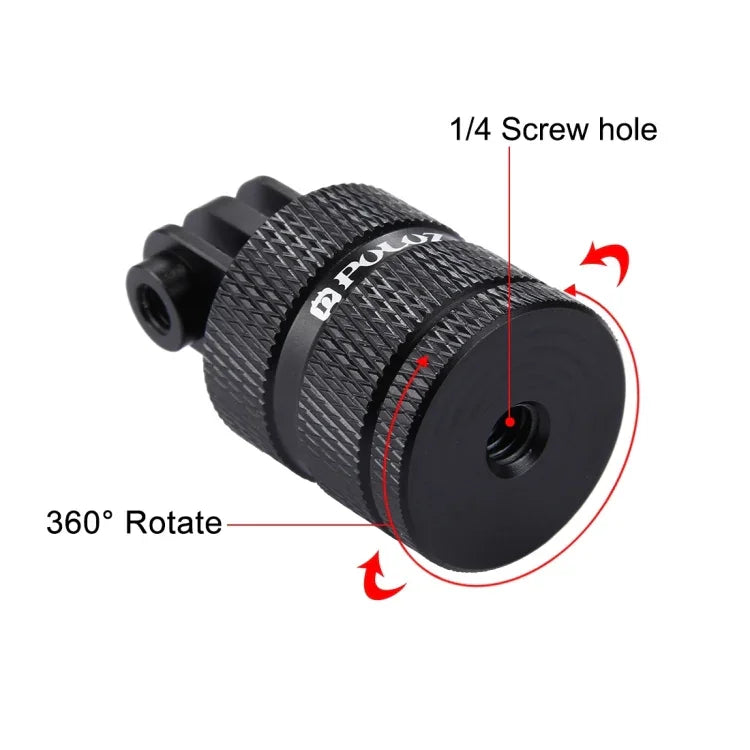 Adaptador CNC para Montagem em Tripé com Orifício de Parafuso de 1/4 polegada PULUZ para GoPro, Insta360, DJI e Outras Câmaras de Ação, Tamanho Longo de 1/4 polegada