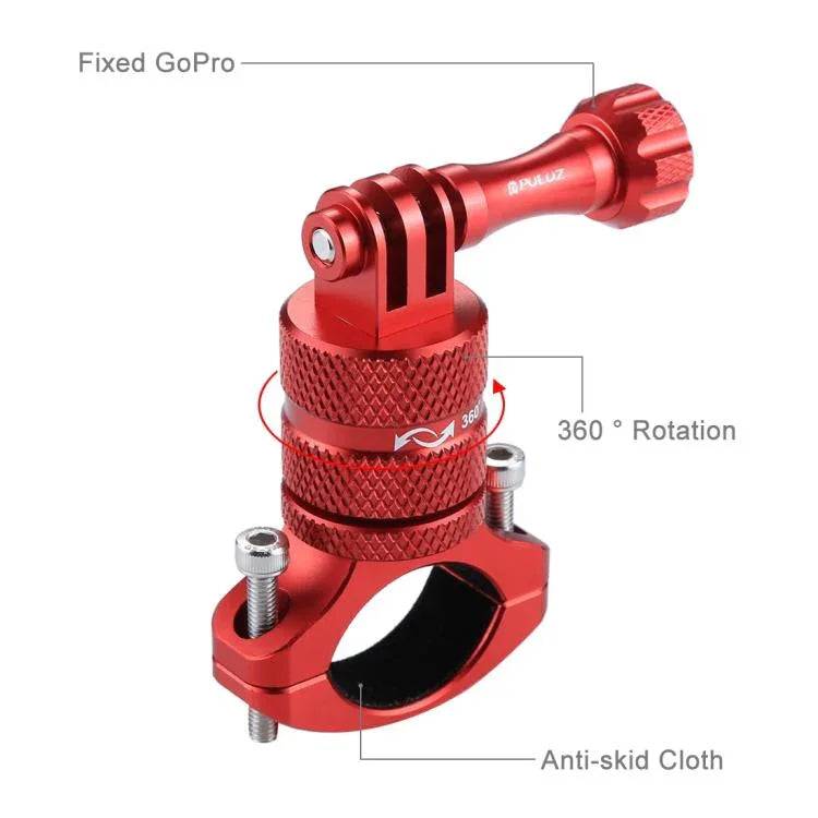 Suporte Adaptador de Alumínio para Guiador de Bicicleta com Rotação de 360 Graus e Parafuso para GoPro, Insta360, DJI e Outras Câmaras de Ação, Stock na China (Vermelho), Stock na China (Azul), Suporte Adaptador para Guiador 1