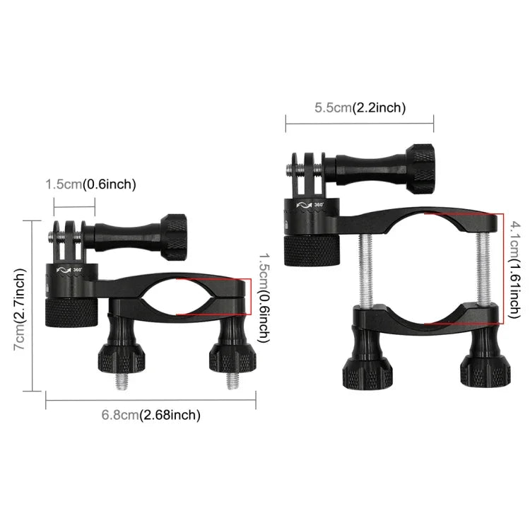 Suporte Adaptador de Alumínio para Guiador de Bicicleta com Rotação de 360 Graus e Parafuso para GoPro, Insta360, DJI e Outras Câmaras de Ação, Suporte Adaptador para Guiador 2
