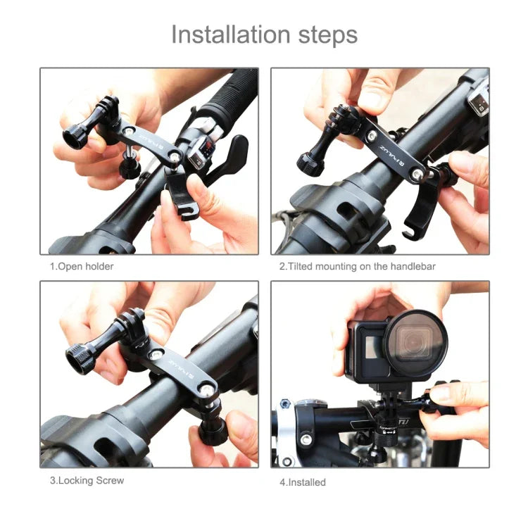 Suporte Adaptador de Alumínio para Guiador de Bicicleta com Rotação de 360 Graus e Parafuso para GoPro, Insta360, DJI e Outras Câmaras de Ação, Suporte Adaptador para Guiador 2