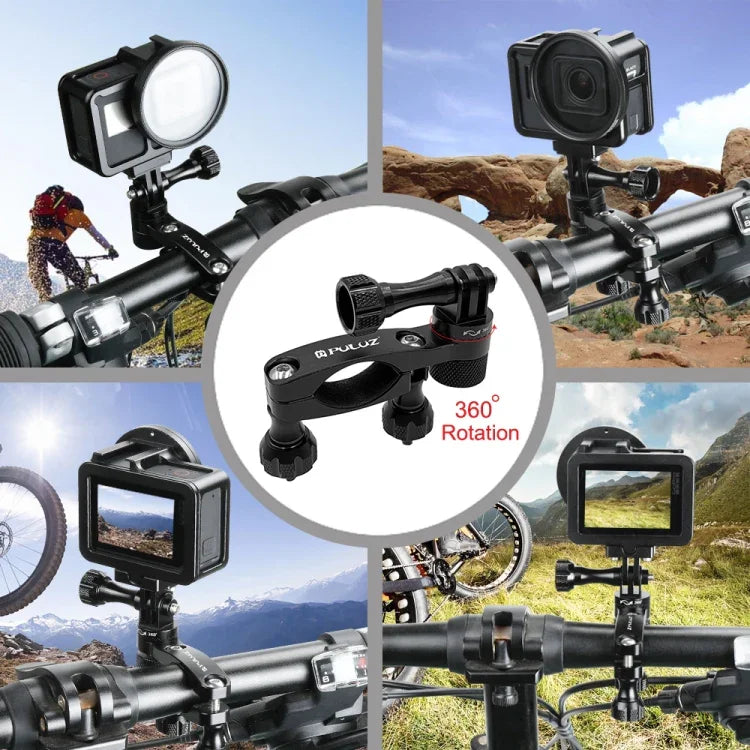 Suporte Adaptador de Alumínio para Guiador de Bicicleta com Rotação de 360 Graus e Parafuso para GoPro, Insta360, DJI e Outras Câmaras de Ação, Suporte Adaptador para Guiador 2